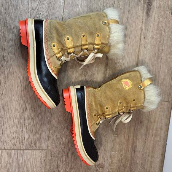 Sorel Tofino Women's Faux Fur Tall Waterproof Lace Up Snow Boots Gold Tan US Siz - Picture 4 of 15
